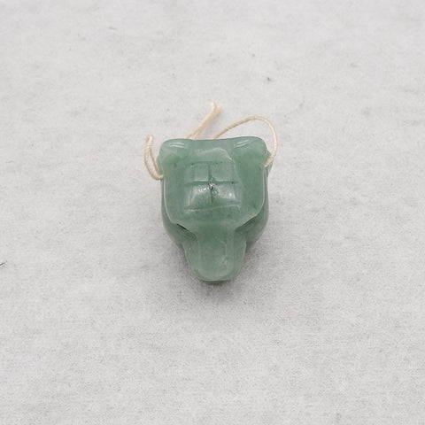 New! Carved Natural Green Aventurine Animal Head Pendant, Gemstone Pendant For Necklace, Stone Animal Pendant, 22x19x19mm, 11.3g