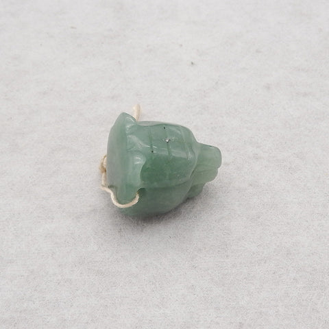 New! Carved Natural Green Aventurine Animal Head Pendant, Gemstone Pendant For Necklace, Stone Animal Pendant, 22x19x19mm, 11.3g