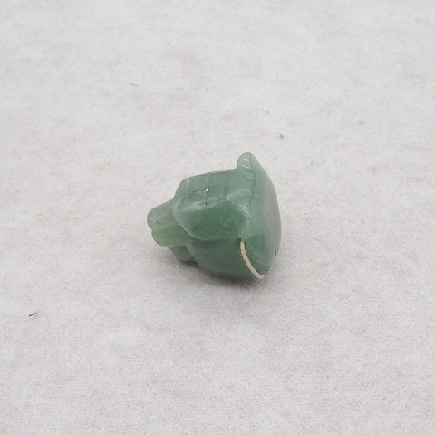 New! Carved Natural Green Aventurine Animal Head Pendant, Gemstone Pendant For Necklace, Stone Animal Pendant, 22x19x19mm, 11.3g