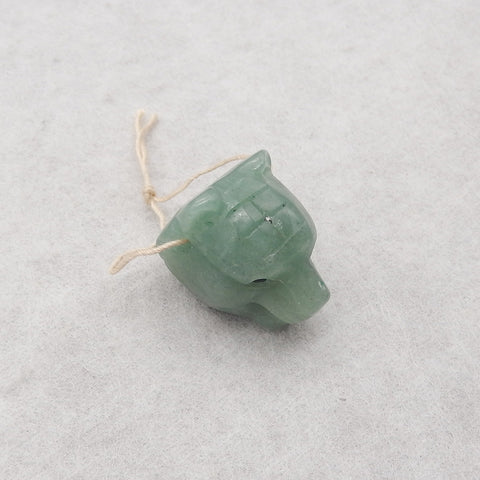 New! Carved Natural Green Aventurine Animal Head Pendant, Gemstone Pendant For Necklace, Stone Animal Pendant, 22x19x19mm, 11.3g