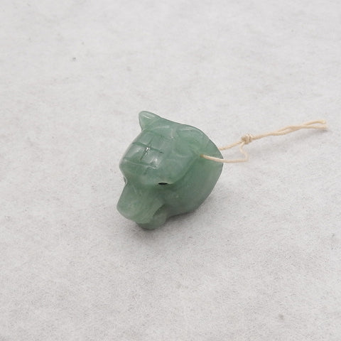 New! Carved Natural Green Aventurine Animal Head Pendant, Gemstone Pendant For Necklace, Stone Animal Pendant, 22x19x19mm, 11.3g