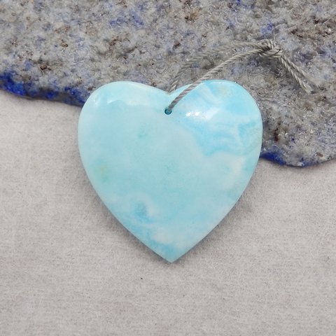 Natural Hemimorphite Heart Gemstone Pendant Bead, Popular Drilled Pendant For DIY Making,32×31×6mm,9.6g