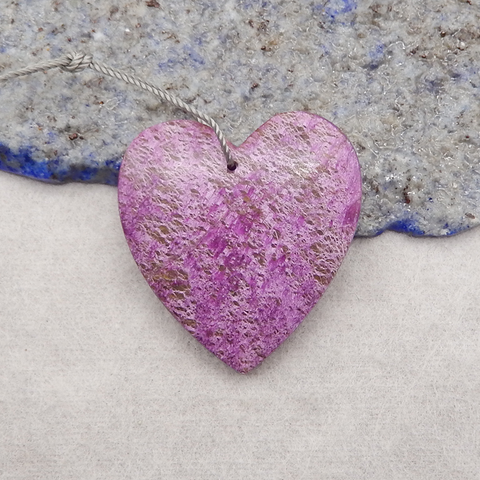 Natural African Purple Stone Heart Shape Pendant Bead,31x30x6mm,6.9g