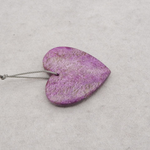 Natural African Purple Stone Heart Shape Pendant Bead,31x30x6mm,6.9g