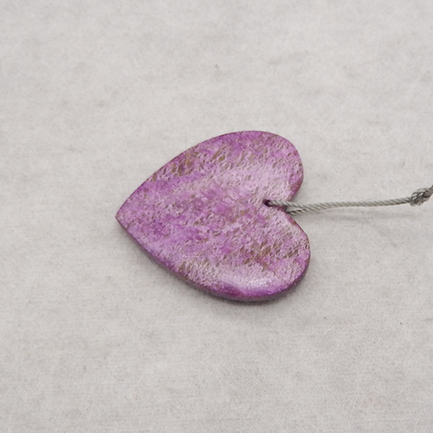 Natural African Purple Stone Heart Shape Pendant Bead,31x30x6mm,6.9g