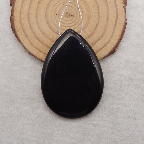 Natural Obsidian Gemstone Pendant Bead,Drill Gemstone Pendant, 49×34×5mm,15.1g