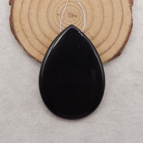 Natural Obsidian Gemstone Pendant Bead,Drill Gemstone Pendant, 49×34×5mm,15.1g