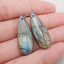 Natural Flash Labradorite Gemstone Earrings, Gemstone Earring Pair, 32×12×4mm, 5.4g