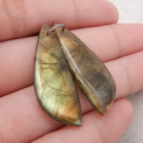 Natural Flash Labradorite Gemstone Earrings, Gemstone Earring Pair, Handmade Gemstone,35×14×4mm, 6.5g