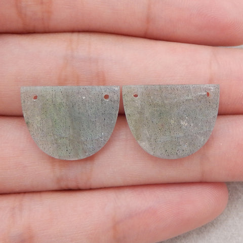 Natural Flash Labradorite Double Hole Gemstone Earrings,  Gemstone Earring Pair, 15×20×3mm, 3.5g