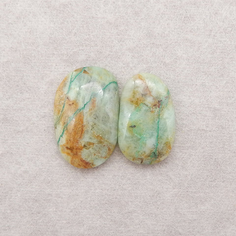 2 PCS Natural  Chrysocolla Gemstone Cabochons, 23x15x4mm,21×13×4mm,4.4g