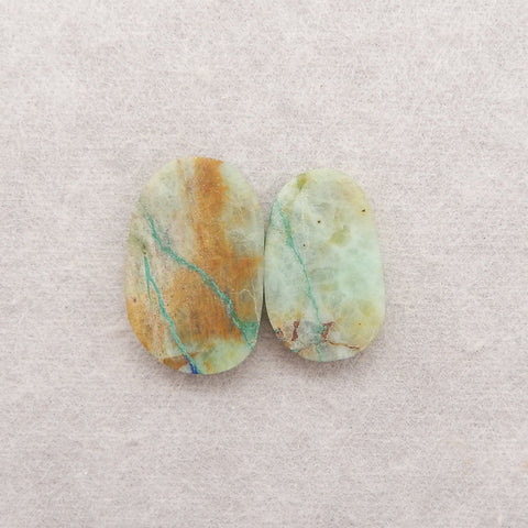 2 PCS Natural  Chrysocolla Gemstone Cabochons, 23x15x4mm,21×13×4mm,4.4g