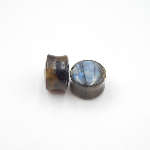 16mm Labradorite Ear Plugs With Hump Face And Back, 13mm Thickness, 1.5mm Flare