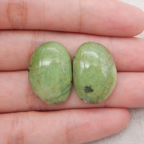 Natural stone Chrysocolla Gemstone Cabochon pair,24x17x6mm,7.4g