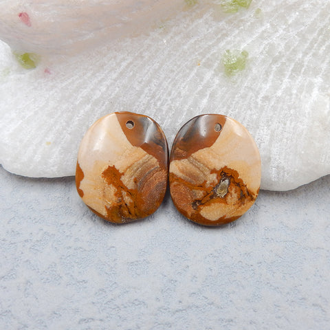 Natural Biggs Jasper Earring Beads 20X17X3mm, 3.5g