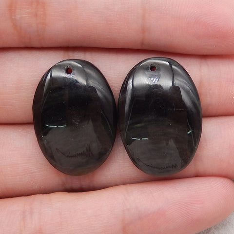 Natural Rainbow Obsidian Gemstone Earring Beads, 25×18×5mm, 7.8g