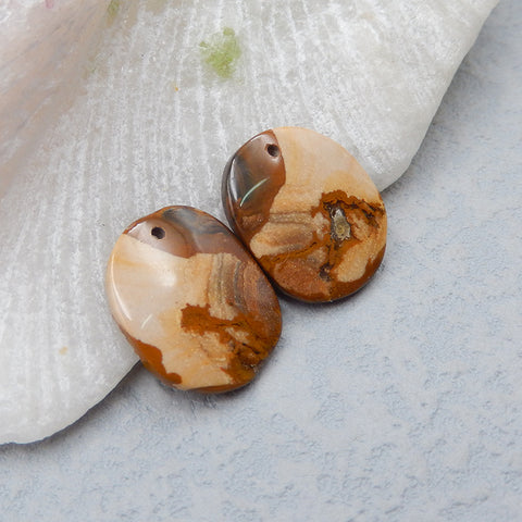 Natural Biggs Jasper Earring Beads 20X17X3mm, 3.5g