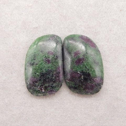 Paire Cabochon Rubis Naturel et Zoisite 25x18x5mm,7.5g