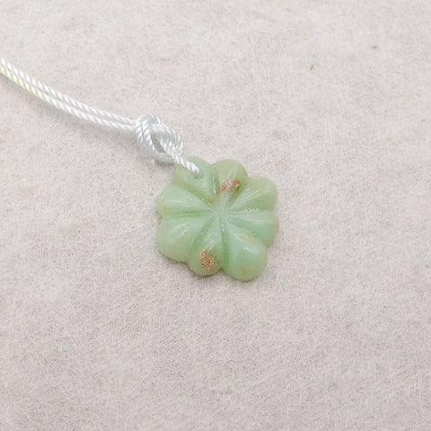 Natural Stone Chrysoprase Flower Shape Pendant, 15x15x3mm, 1.2g