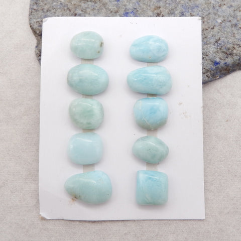 10 PCS Natural Larimar Cabochons ,15x12x3mm, 12.2g