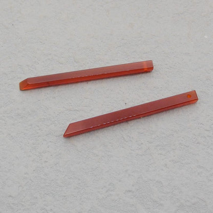 Natural Red Agate Long Earring Beads 56x4mm, 5.2g