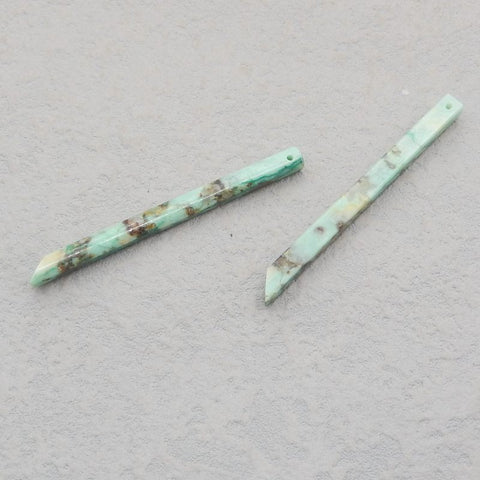 Natural Chrysocolla long Earring Beads 56*4*4mm, 5.3g