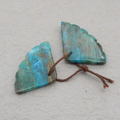 Natural Chrysocolla Earring Beads 19x30x4mm, 7.0g