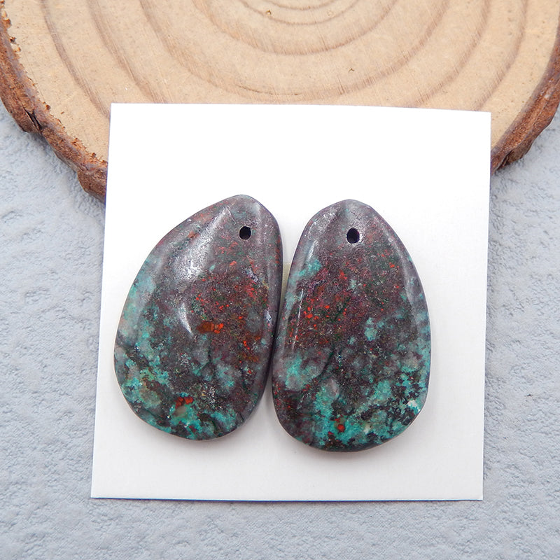 Natural Chrysocolla Earring Beads 23X12X4mm, 5.0g