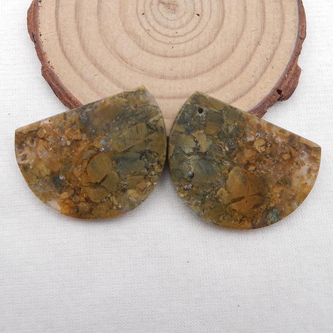 Natural Ocean Jasper Earring Beads 24x30x3mm, 8.5g