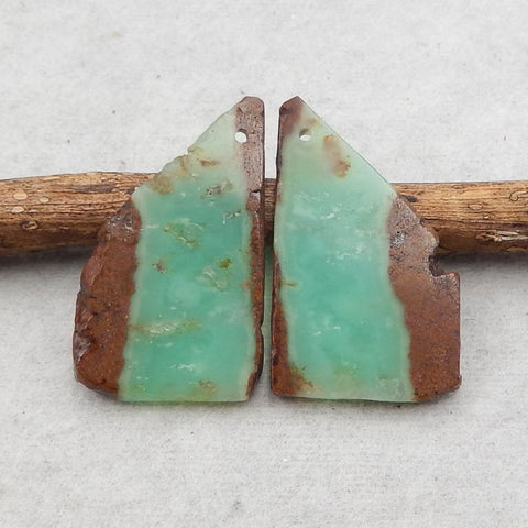 Nugget Chrysoprase Earrings Stone Pair，用于制作耳环的石头，35X22X5mm，11.1g