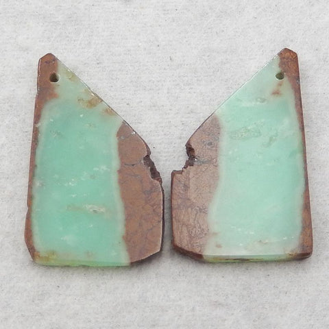 Paire de boucles d'oreilles Pépite Chrysoprase, pierre pour la fabrication de boucles d'oreilles, 35X22X5mm, 11.1g