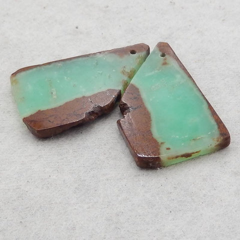 Paire de boucles d'oreilles Pépite Chrysoprase, pierre pour la fabrication de boucles d'oreilles, 35X22X5mm, 11.1g