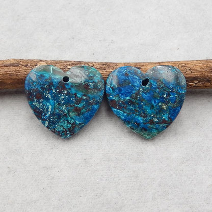 Natural Chrysocolla Earring Beads 25x25x5mm, 11.3g