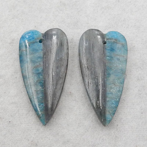 Intarsia of Labradorite and Apatite Earring Beads 32*16*5mm, 10.5g