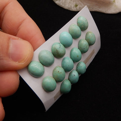 15 PCS Natural Turquoise Cabochons 11x9x4mm, 9.3g