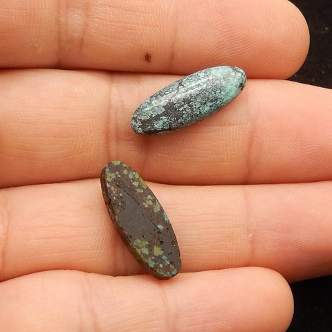 2 PCS Natural Turquoise Cabochons 20x7x5mm, 20x7x4mm, 2.5g