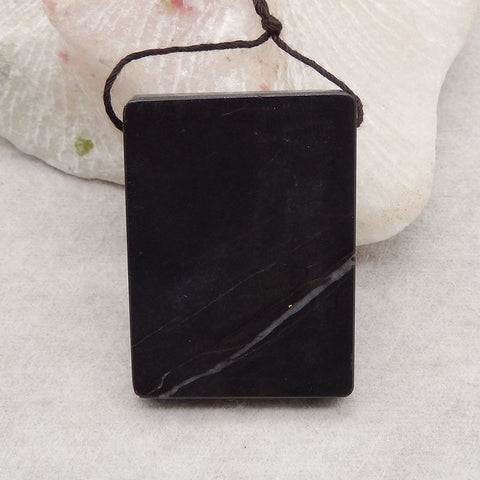 Natural Obsidian, Howlite And Multi-Color Picasso Jasper Intarsia Gemstone Pendant Bead, Side Drilled Gemstone Pendant,Handmade Pendant Gift, 42x31x5mm, 16.9g