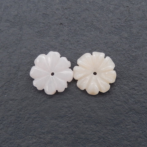 Carved Natural Pink Opal Gemstone Flower Earring Beads,16x3mm,1.7g