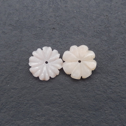 Carved Natural Pink Opal Gemstone Flower Earring Beads,16x3mm,1.7g