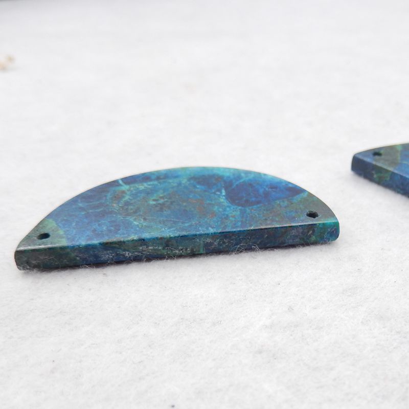 天然 Chrysocolla 宝石耳环一对，20x40x3mm 11.2g