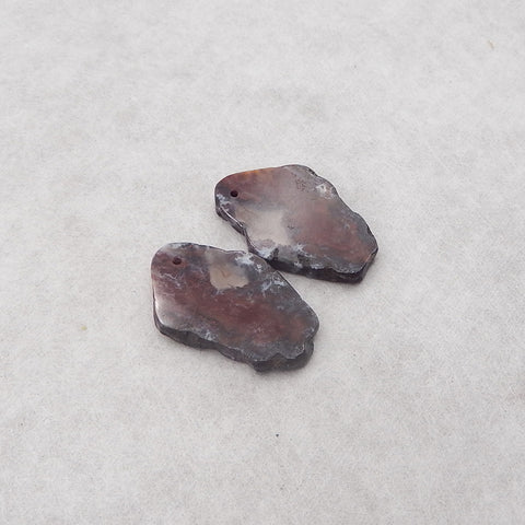 Nugget (Rough Sides) Natural Warring States Red Agate Gemstone Earring Beads,Jewelry DIY Making,31x19x3mm,7.4g