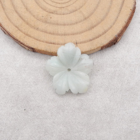 Carved Natural Amazonite Flower Pendant Bead,21x5mm, 2.1g