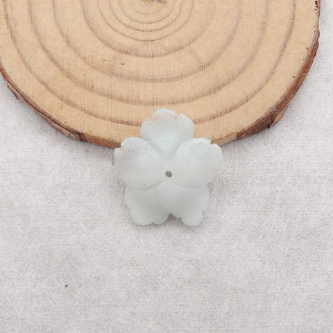 Carved Natural Amazonite Flower Pendant Bead,21x5mm, 2.1g