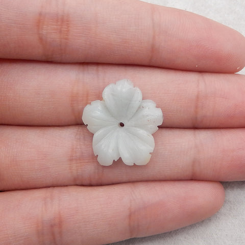 Carved Natural Amazonite Flower Pendant Bead,21x5mm, 2.1g