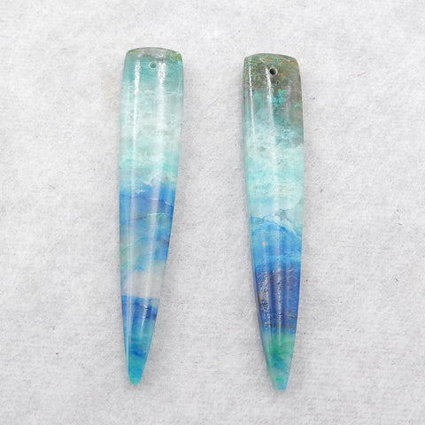 Natural Chrysocolla Earring Beads 48x9x4mm, 5.6g