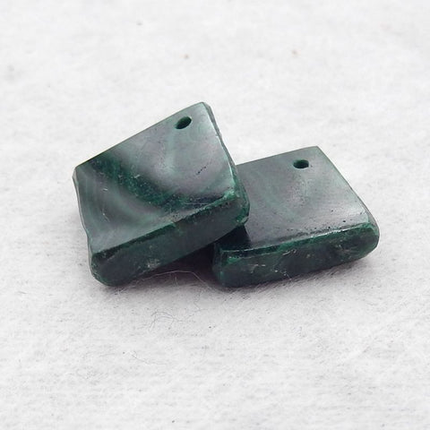 Natural Malachite Earring Beads 11*11*4mm, 3.1g