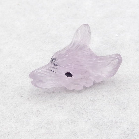 Natural Amethyst Carved Wolf Head Pendant Bead 22×16×10mm, 4.3g