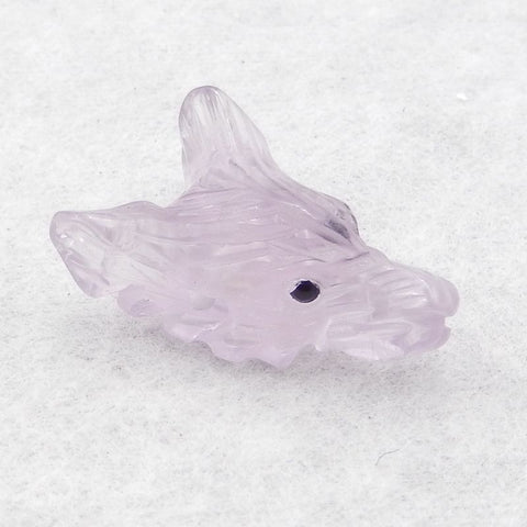 Natural Amethyst Carved Wolf Head Pendant Bead 22×16×10mm, 4.3g