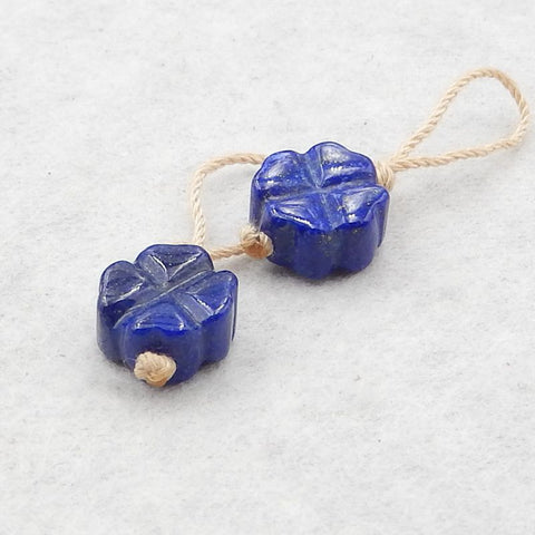 Natural Lapis Lazuli Carved flower Earring Beads 10*10*5mm, 2.4g