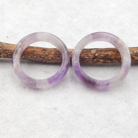 Natural Amethyst Carved Circles Earring Beads,28×28×6mm, 8.7g